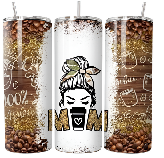Messy bun coffee mum