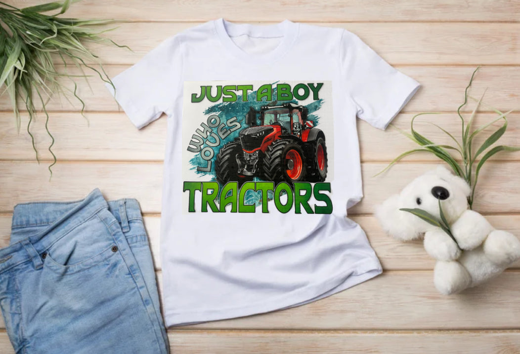 Just a boy who loves tractors -red