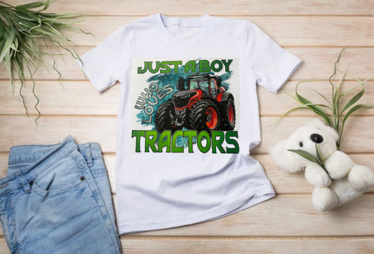 Just a boy who loves tractors -red