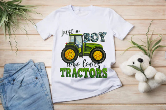Just a boy who loves tractors - blue